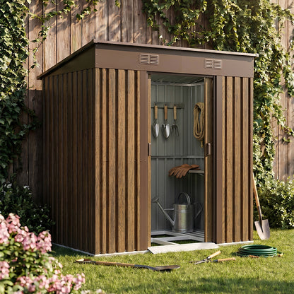 4 x 6FT Metal Pent Roof Garden Tool Shed