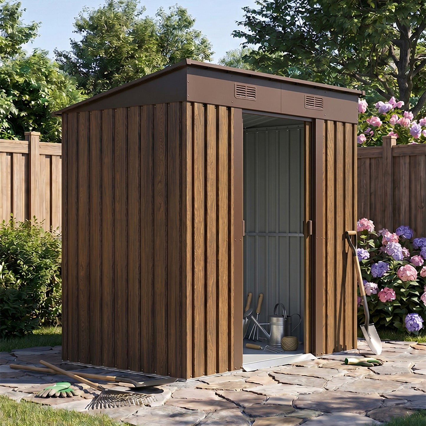4 x 6FT Metal Pent Roof Garden Tool Shed