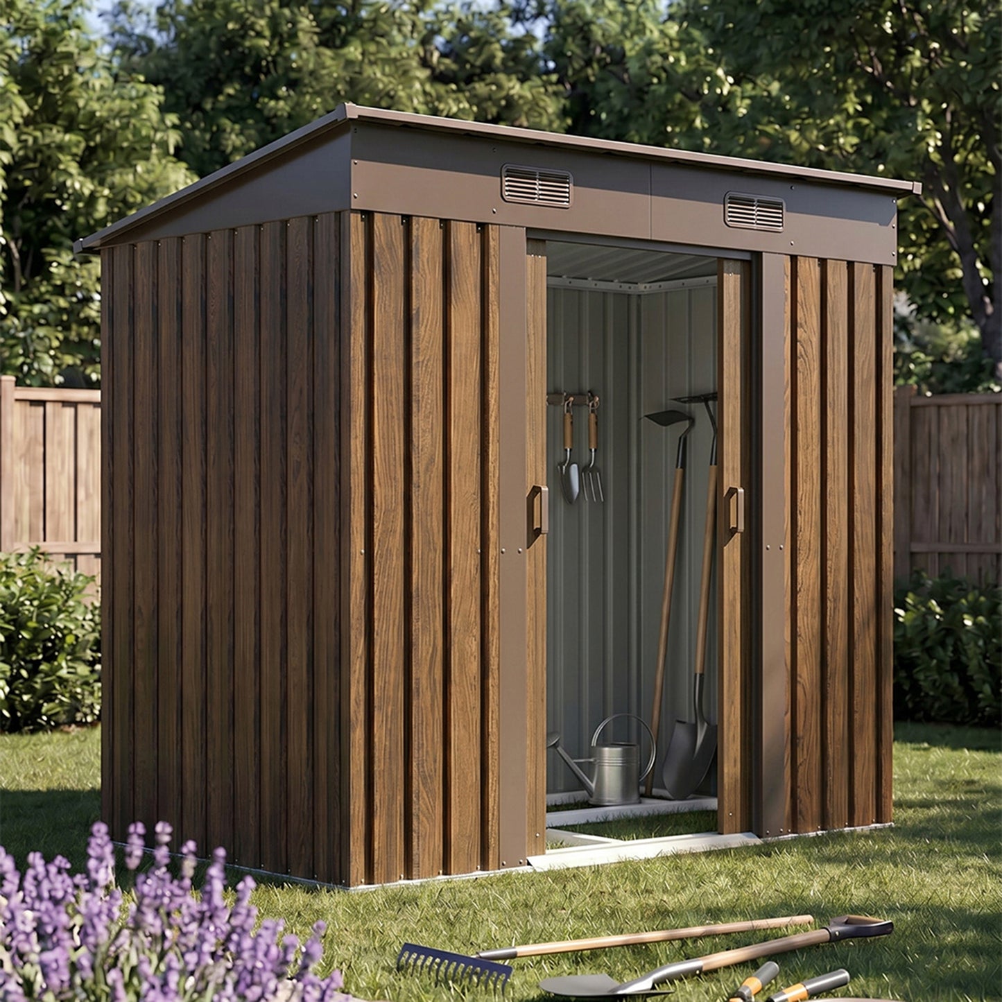 4 x 6FT Metal Pent Roof Garden Tool Shed