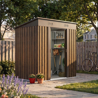 4 x 6FT Metal Pent Roof Garden Tool Shed