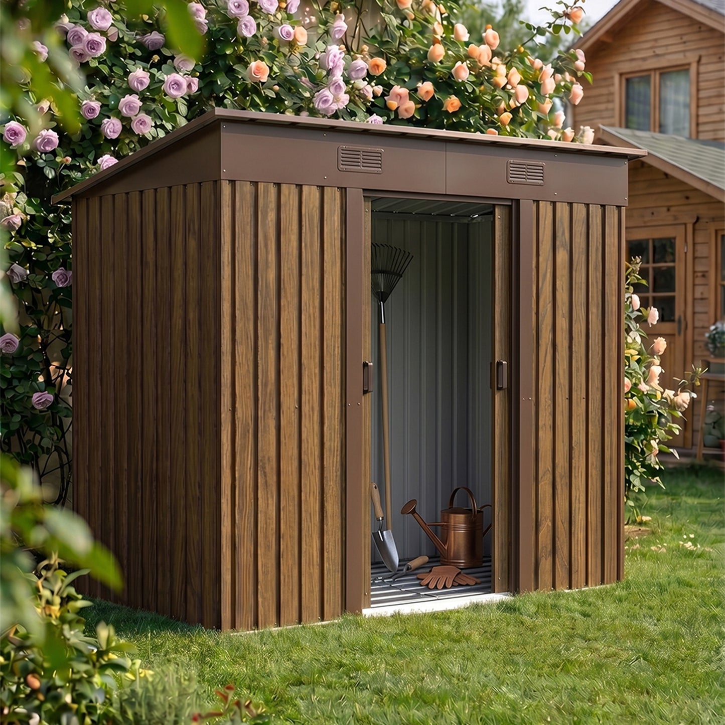 4 x 6FT Metal Pent Roof Garden Tool Shed