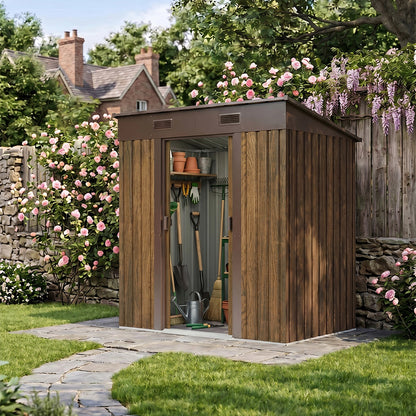 4 x 6FT Metal Pent Roof Garden Tool Shed
