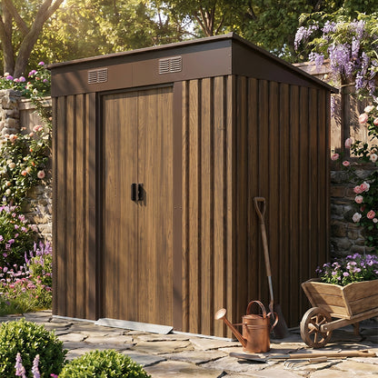 4 x 6FT Metal Pent Roof Garden Tool Shed