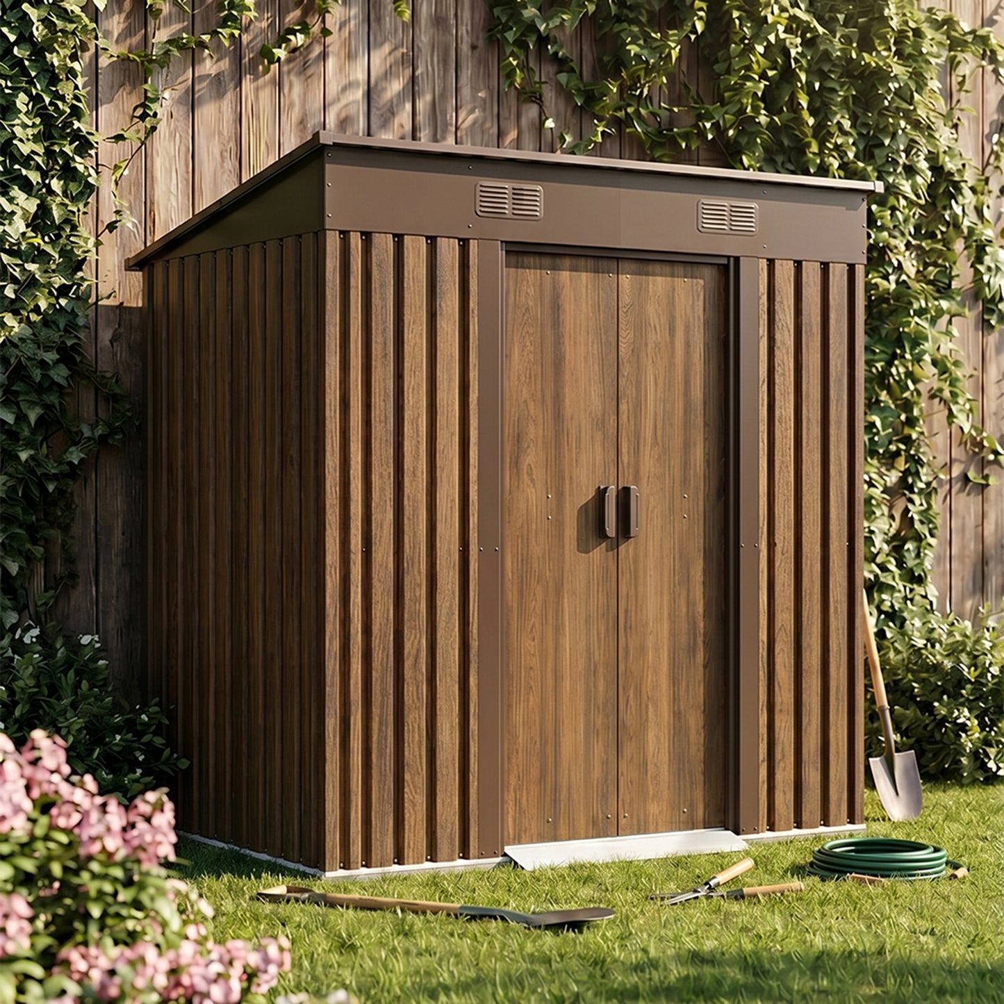 4 x 6FT Metal Pent Roof Garden Tool Shed