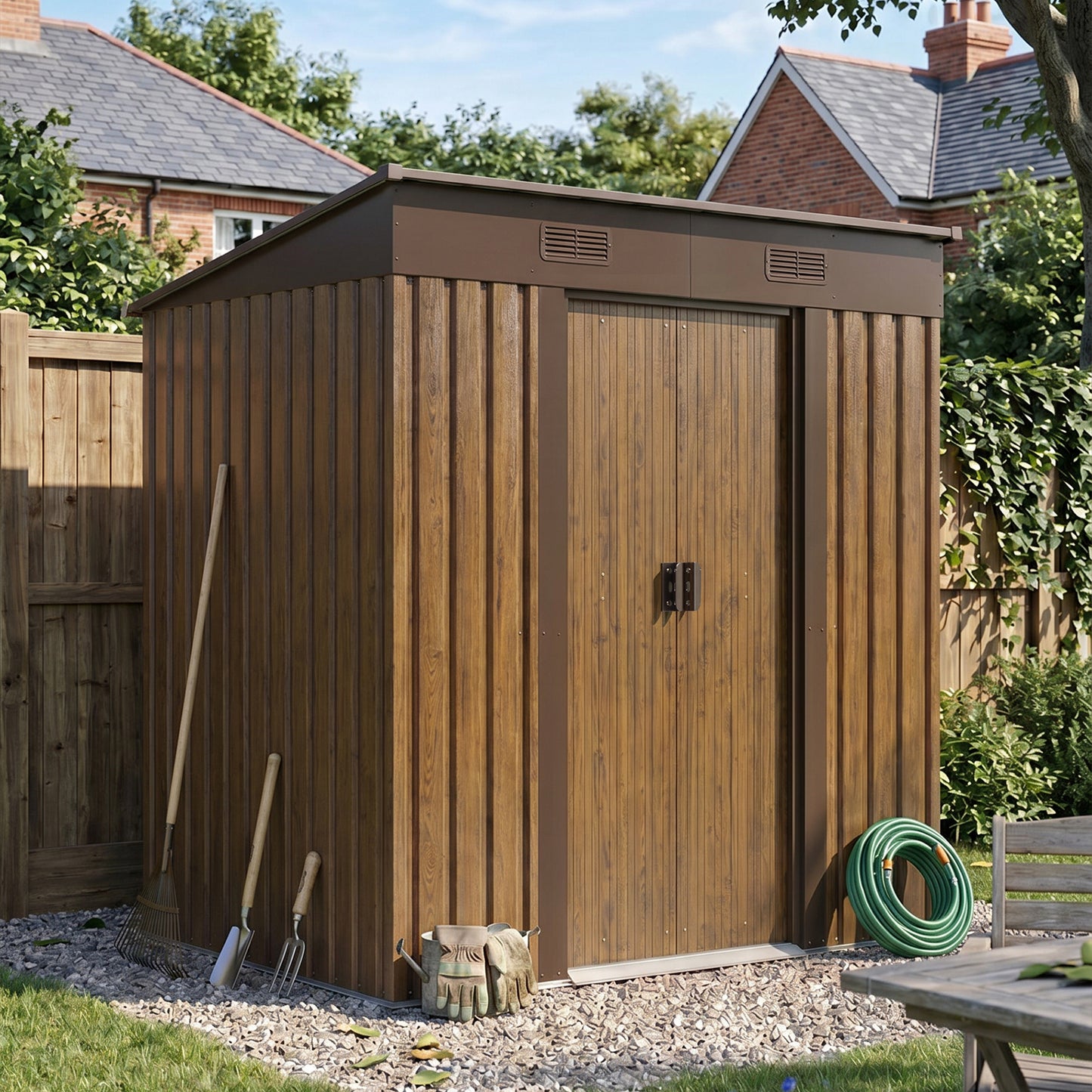 4 x 6FT Metal Pent Roof Garden Tool Shed
