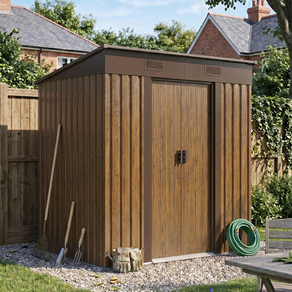 4 x 6FT Metal Pent Roof Garden Tool Shed