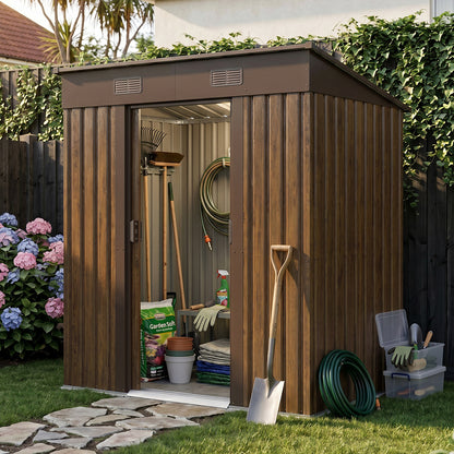 4 x 6FT Metal Pent Roof Garden Tool Shed
