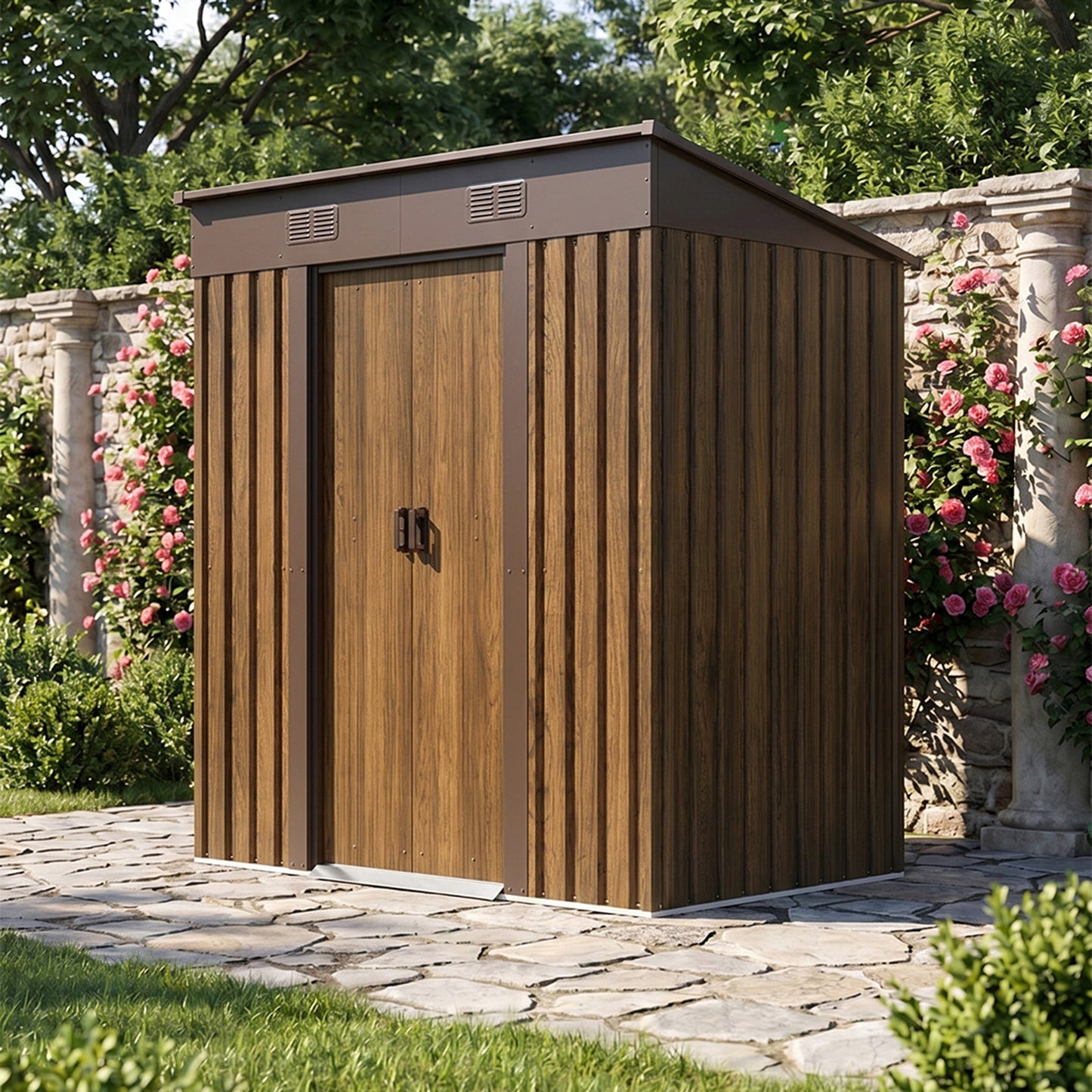 4 x 6FT Metal Pent Roof Garden Tool Shed
