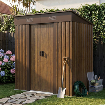 4 x 6FT Metal Pent Roof Garden Tool Shed