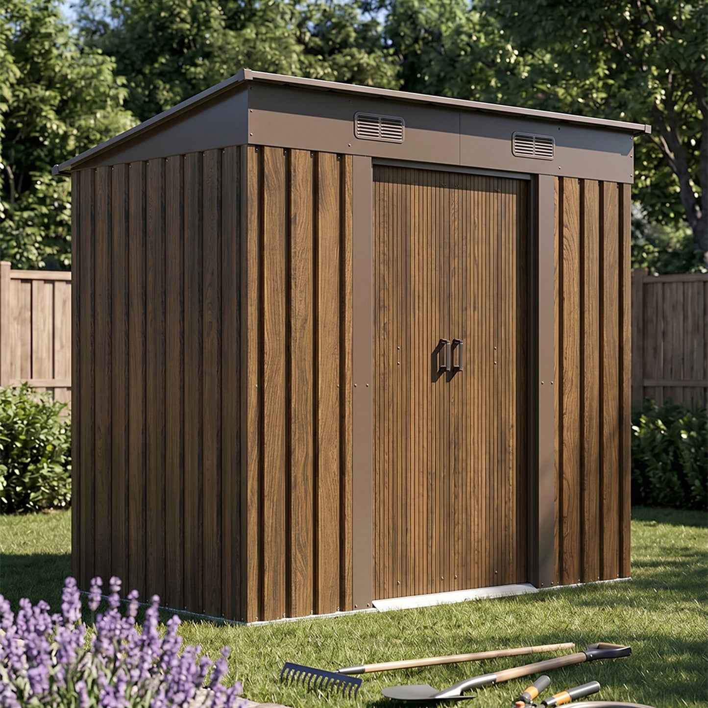 4 x 6FT Metal Pent Roof Garden Tool Shed