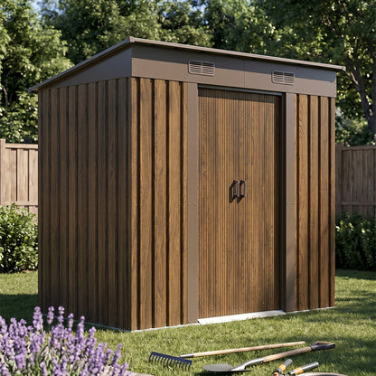 4 x 6FT Metal Pent Roof Garden Tool Shed