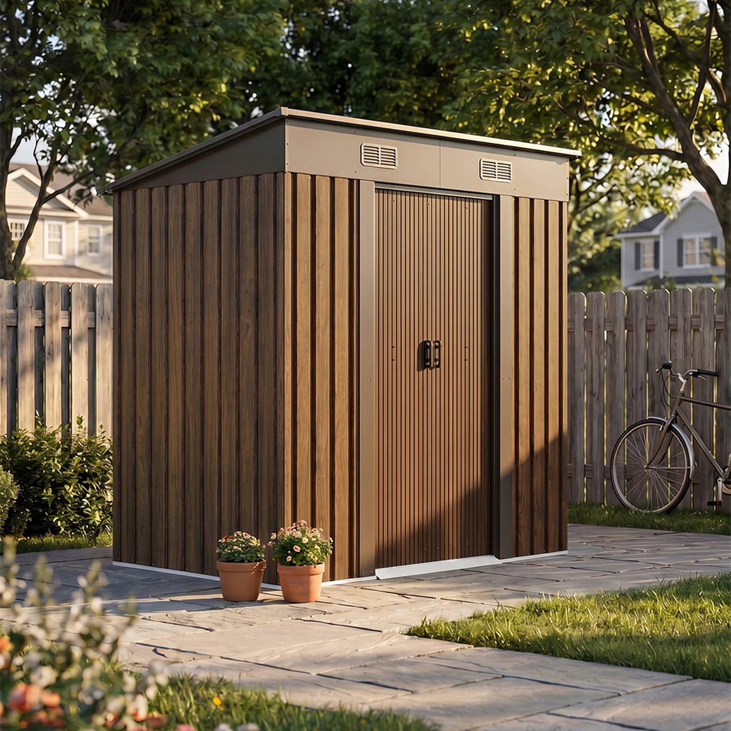 4 x 6FT Metal Pent Roof Garden Tool Shed