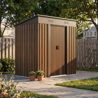 4 x 6FT Metal Pent Roof Garden Tool Shed