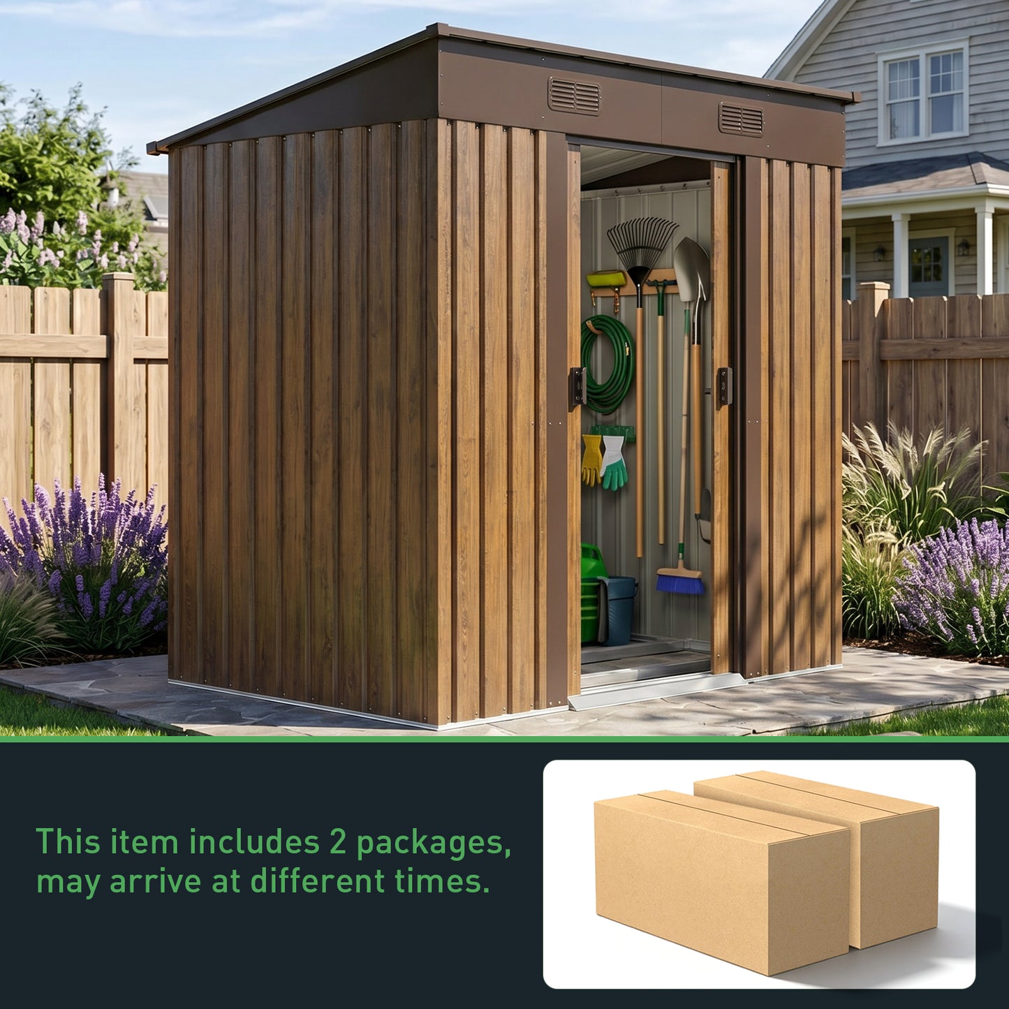 4 x 6FT Metal Pent Roof Garden Tool Shed