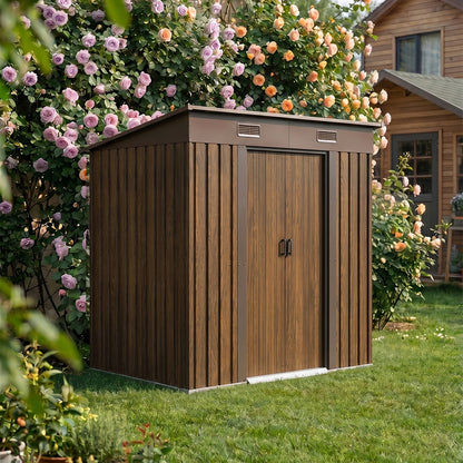 4 x 6FT Metal Pent Roof Garden Tool Shed