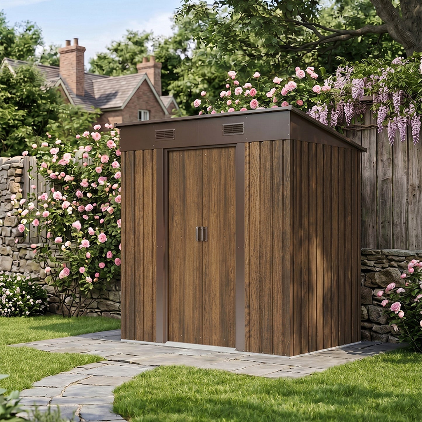 4 x 6FT Metal Pent Roof Garden Tool Shed