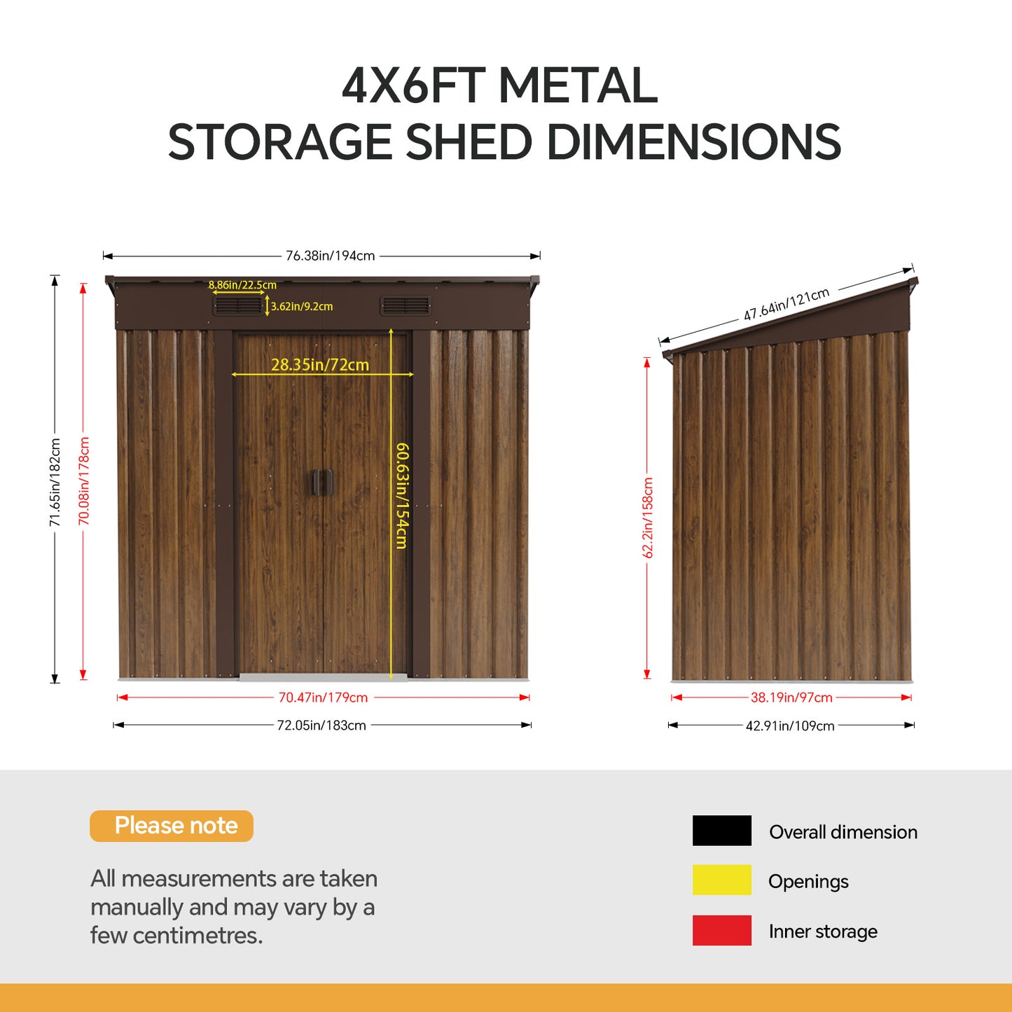 4 x 6FT Metal Pent Roof Garden Tool Shed