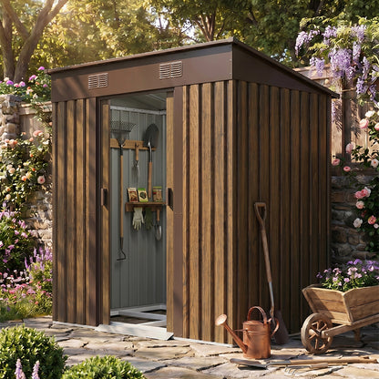4 x 6FT Metal Pent Roof Garden Tool Shed