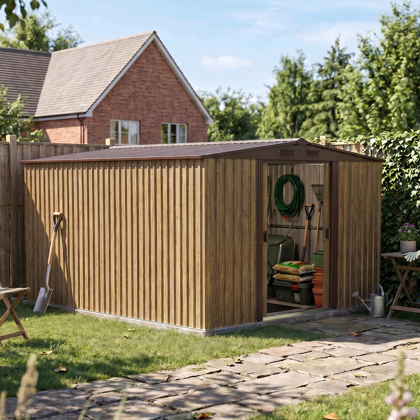 10x8 FT Large Metal Garden Tool Storage Shed