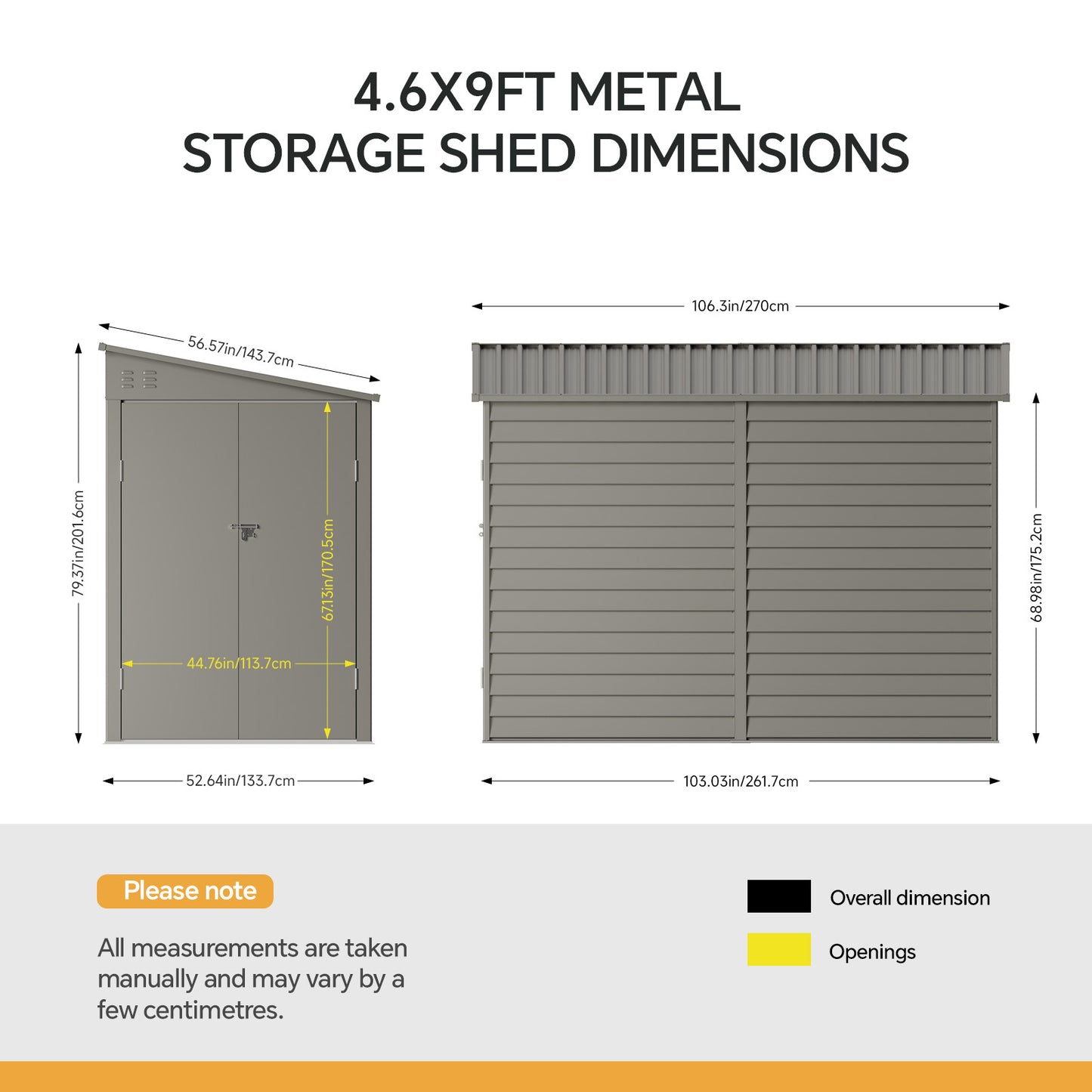 4.6 x 9FT Metal Pent Roof Garden Storage Shed