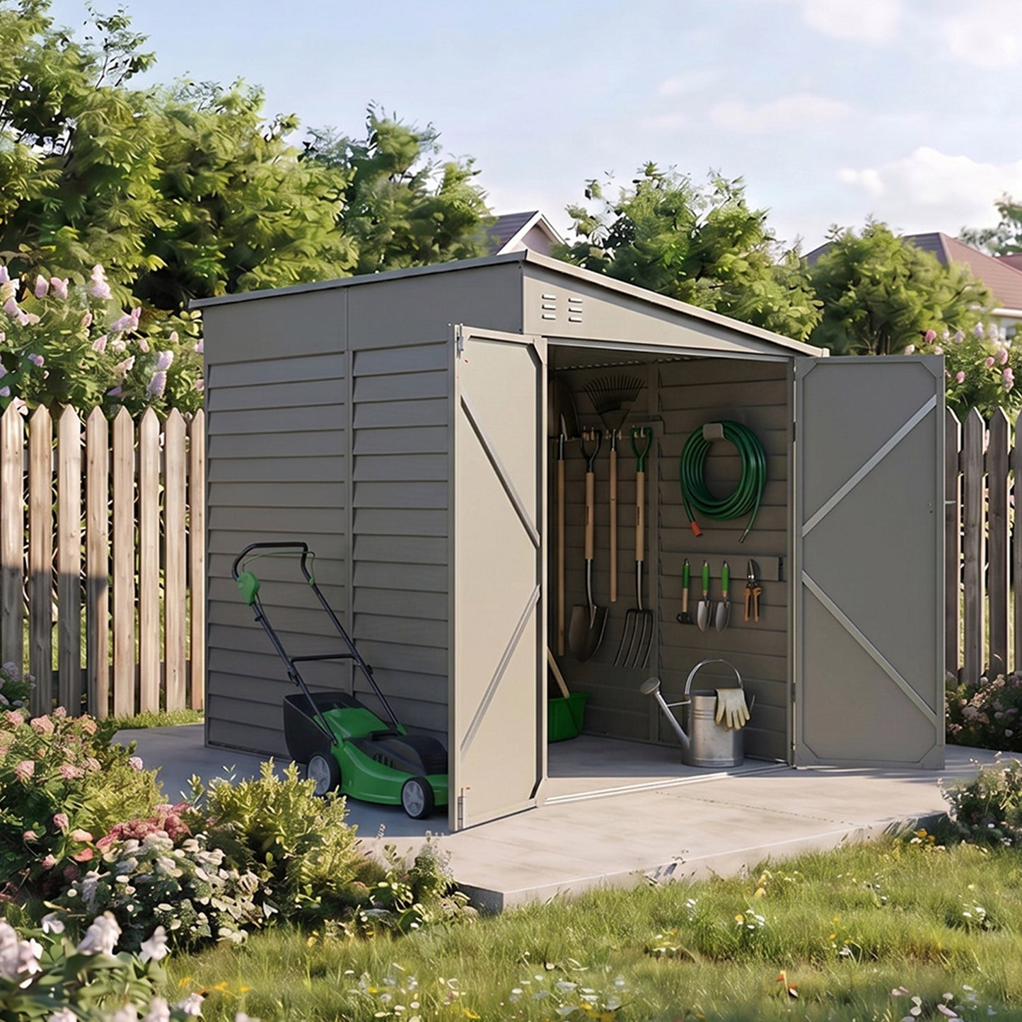 4.6 x 9FT Metal Pent Roof Garden Storage Shed