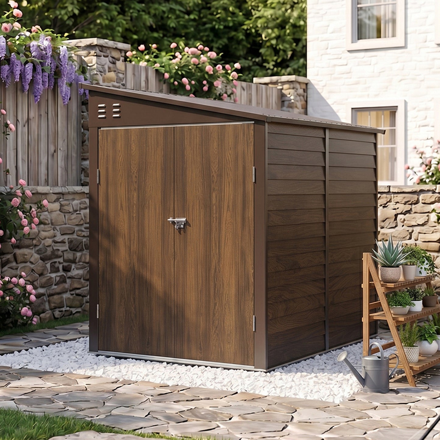 4.6 x 9FT Metal Pent Roof Garden Storage Shed
