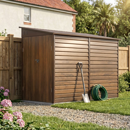 4.6 x 9FT Metal Pent Roof Garden Storage Shed
