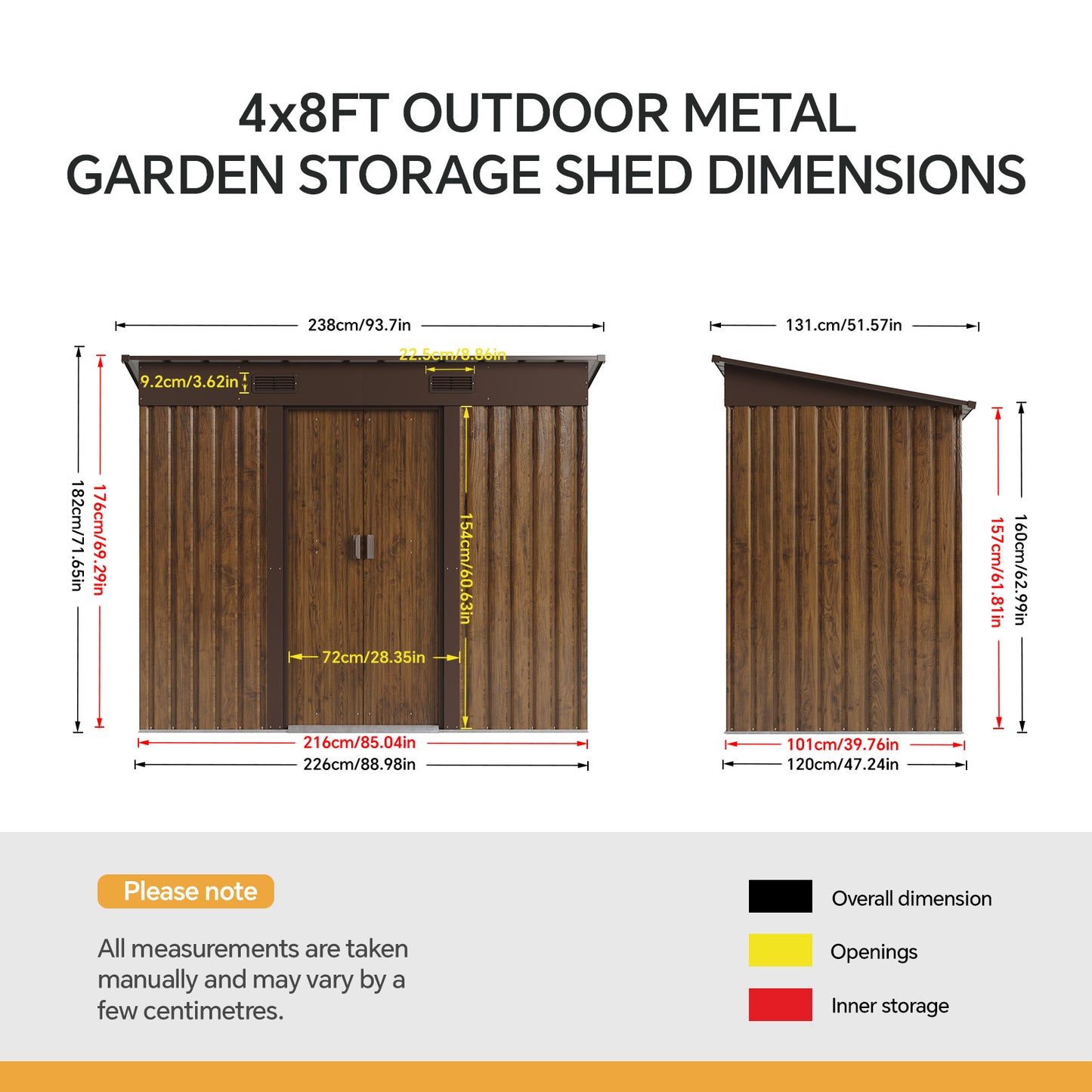 4 x 8FT Metal Storage Tool Shed for Garden Patio