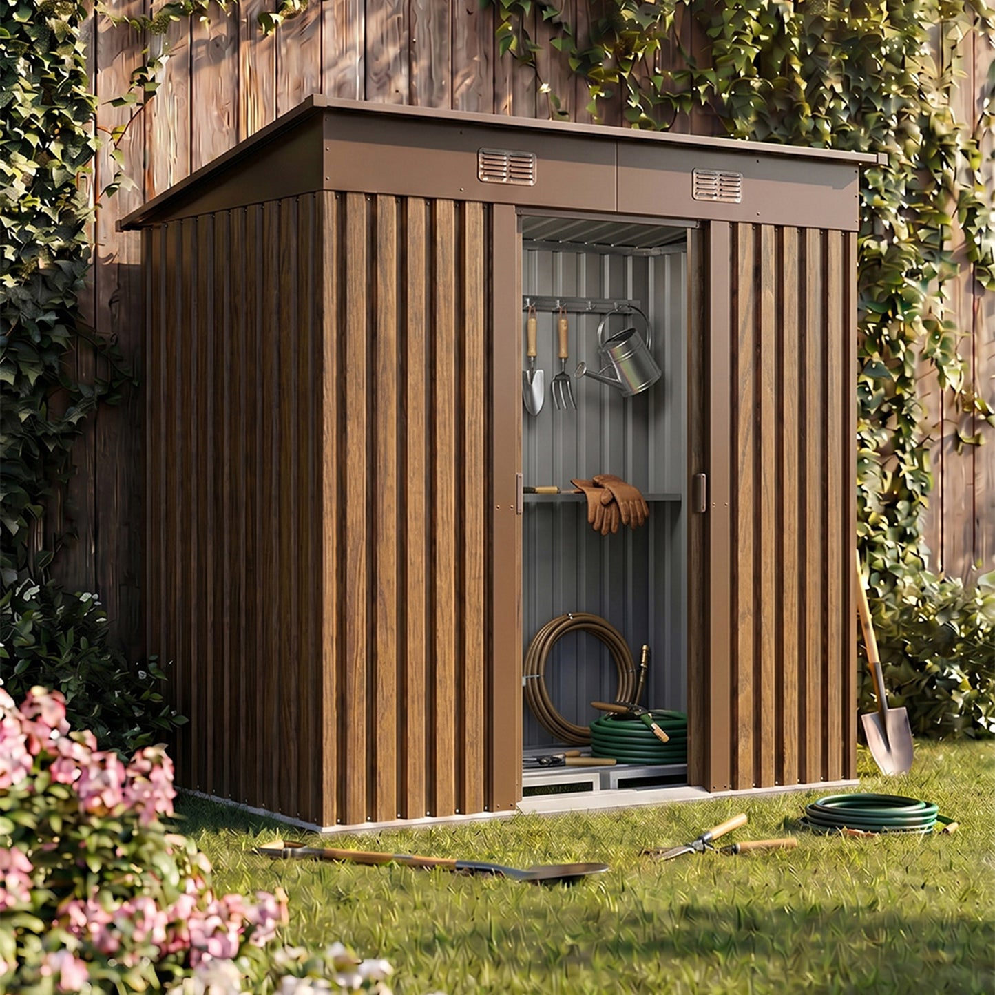 4 x 8FT Metal Storage Tool Shed for Garden Patio