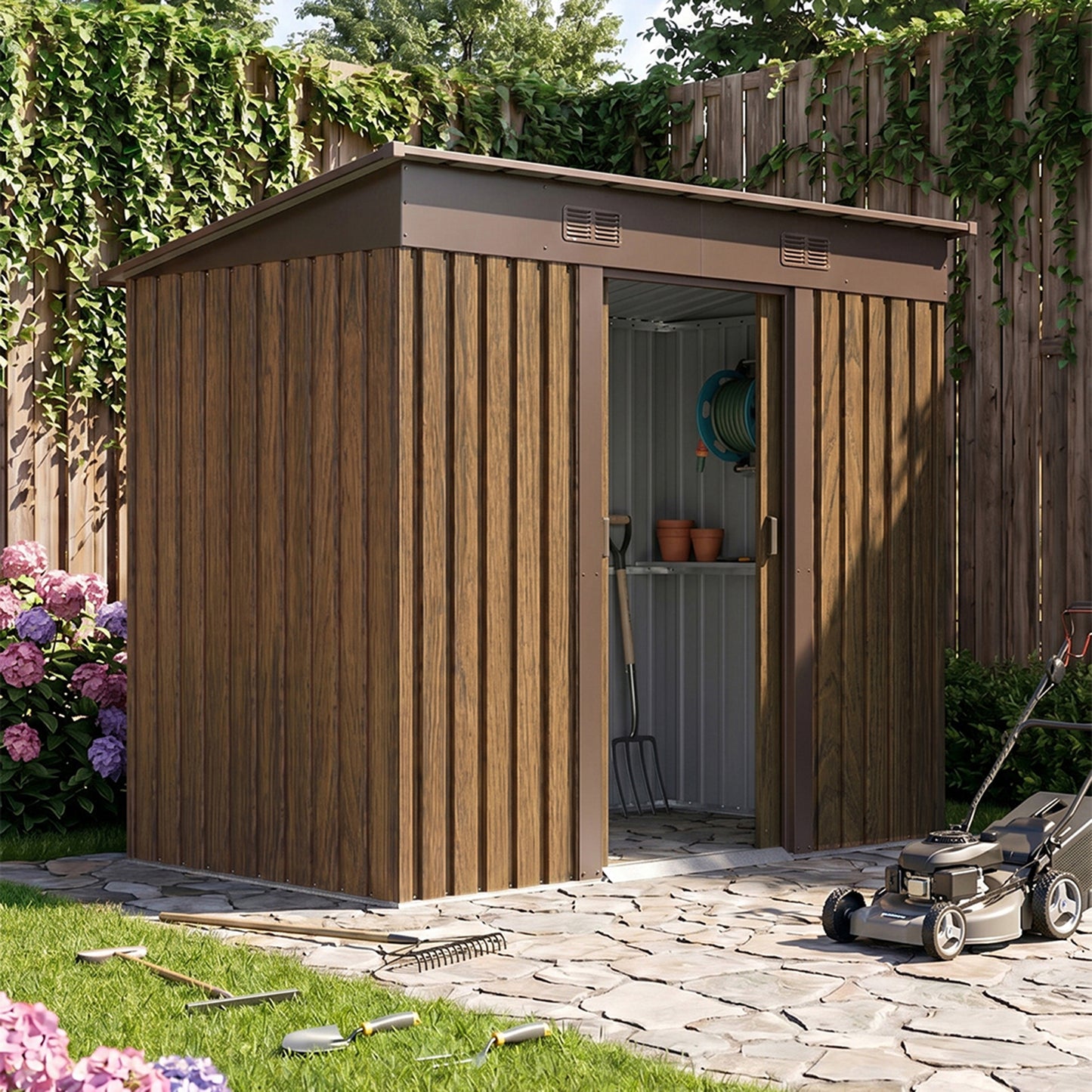 4 x 8FT Metal Storage Tool Shed for Garden Patio