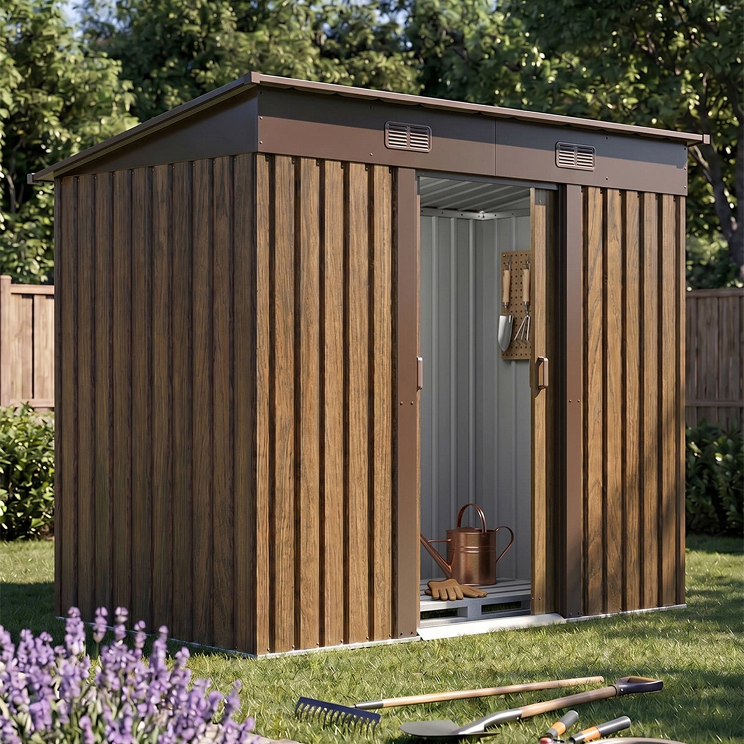 4 x 8FT Metal Storage Tool Shed for Garden Patio