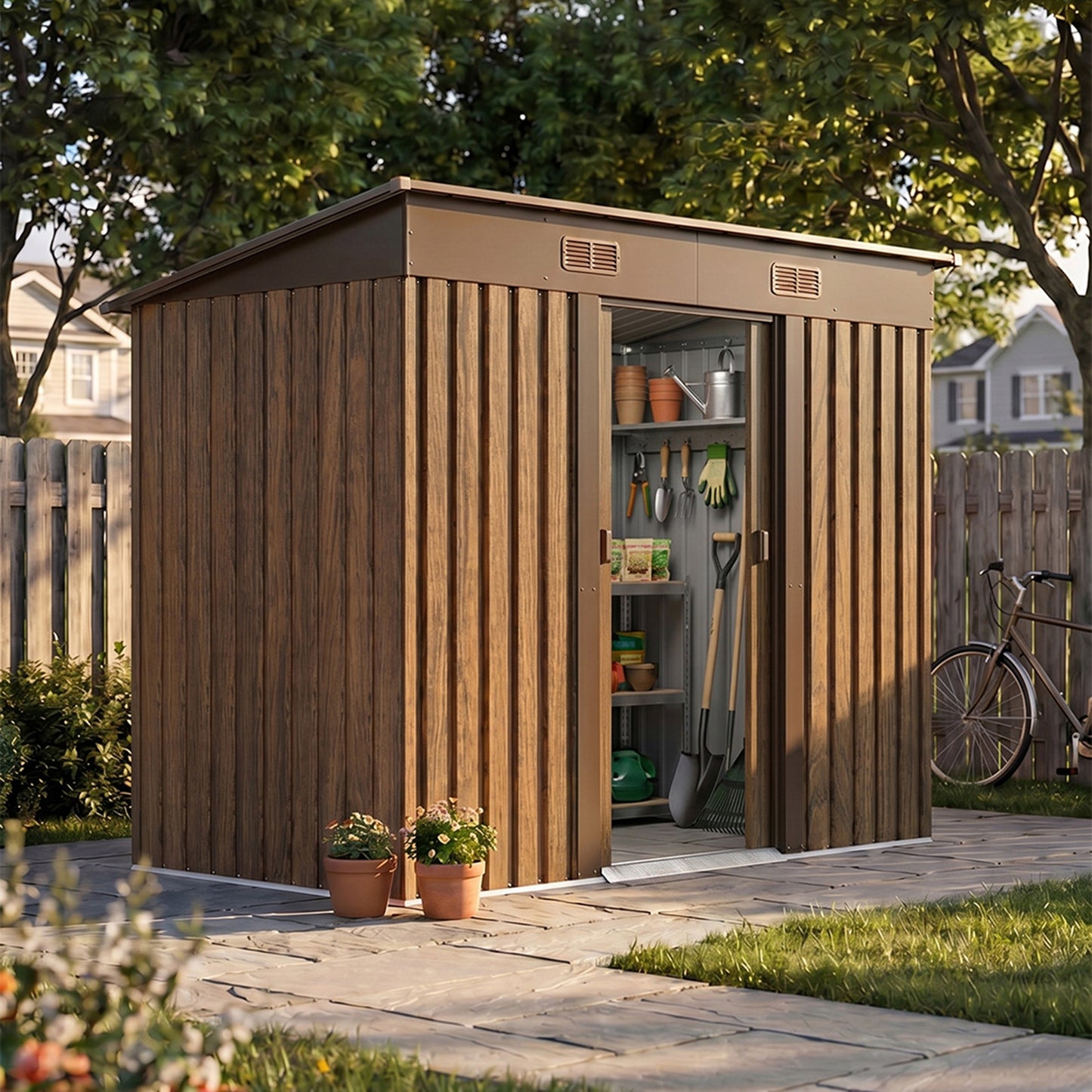 4 x 8FT Metal Storage Tool Shed for Garden Patio