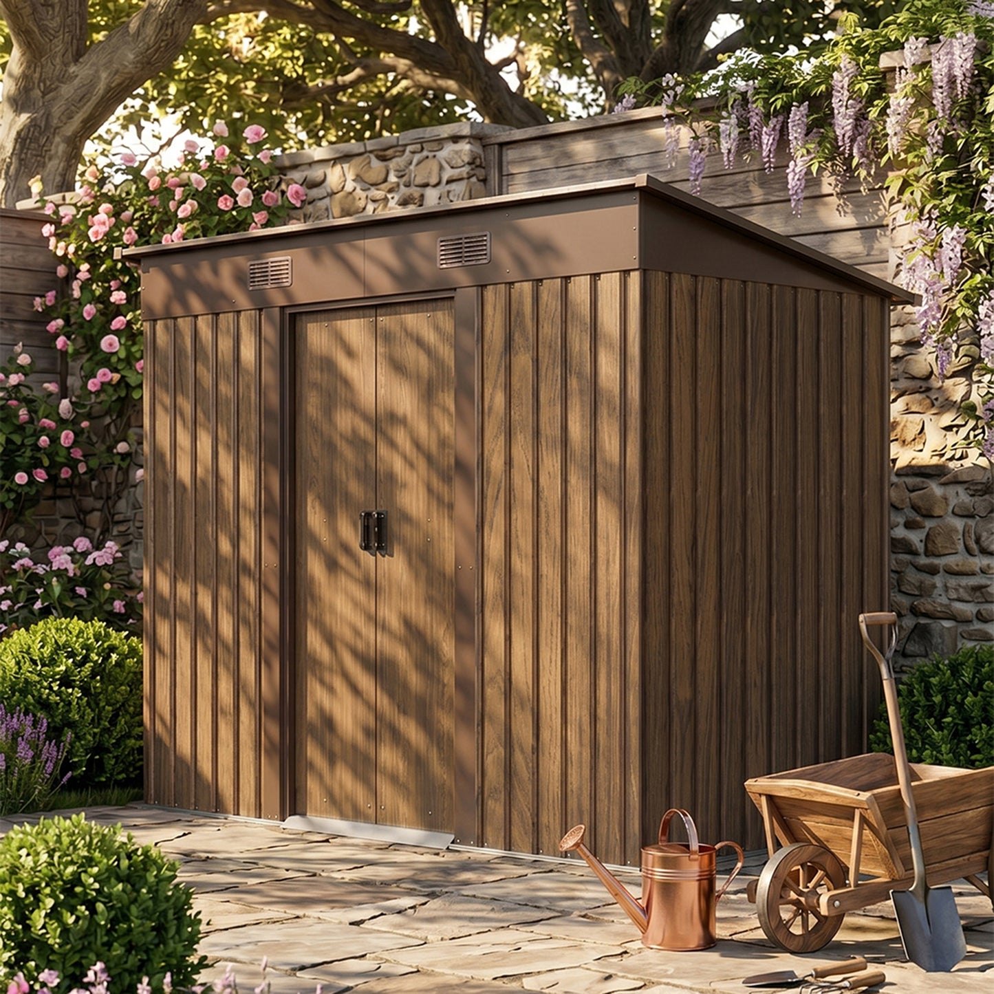 4 x 8FT Metal Storage Tool Shed for Garden Patio