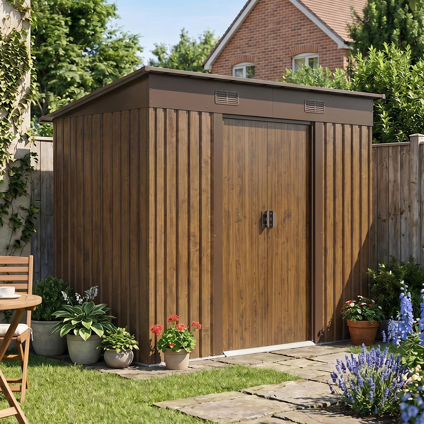 4 x 8FT Metal Storage Tool Shed for Garden Patio
