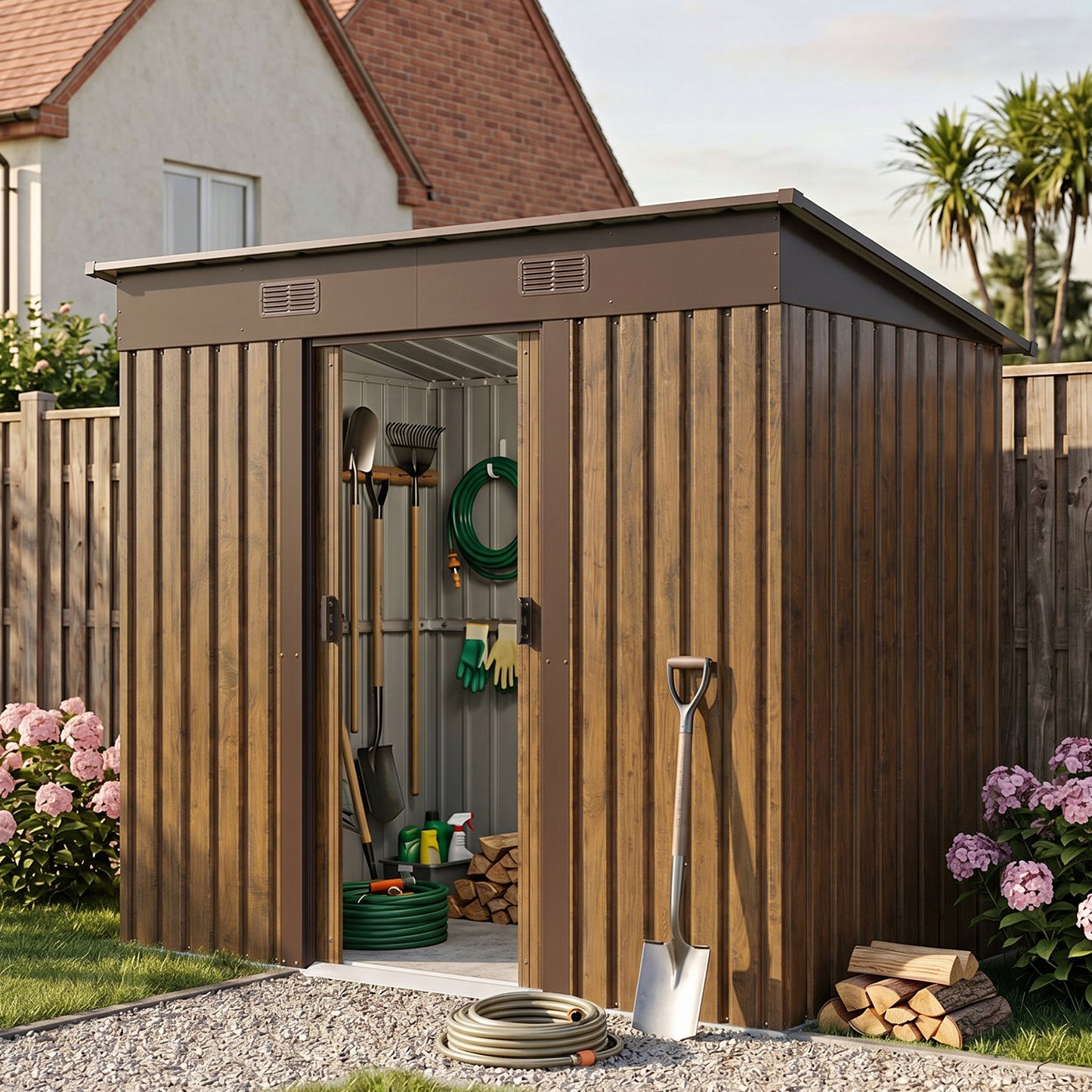 4 x 8FT Metal Storage Tool Shed for Garden Patio