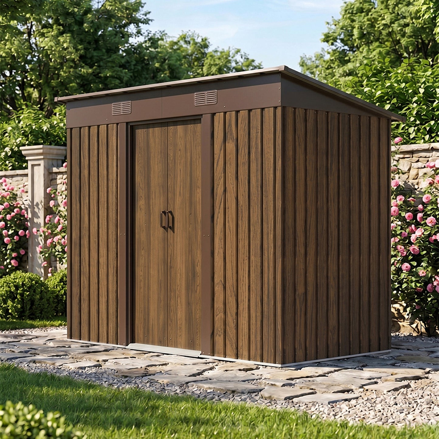 4 x 8FT Metal Storage Tool Shed for Garden Patio