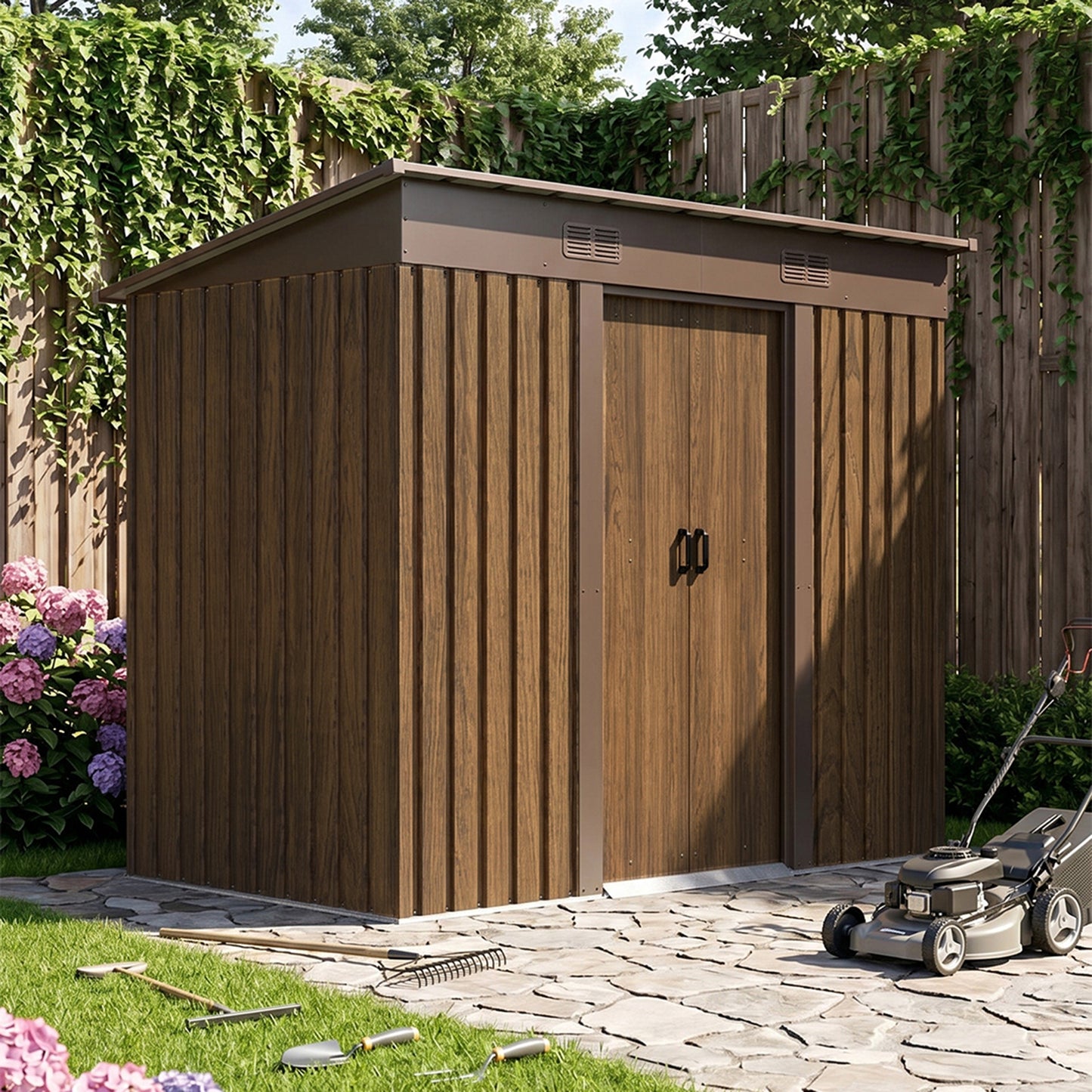 4 x 8FT Metal Storage Tool Shed for Garden Patio