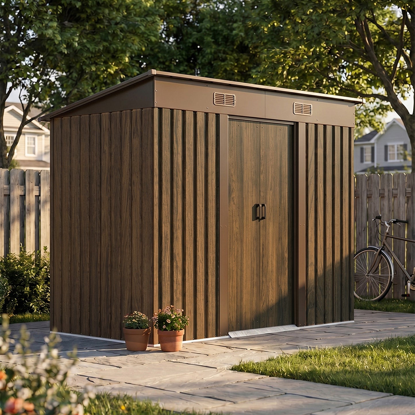 4 x 8FT Metal Storage Tool Shed for Garden Patio