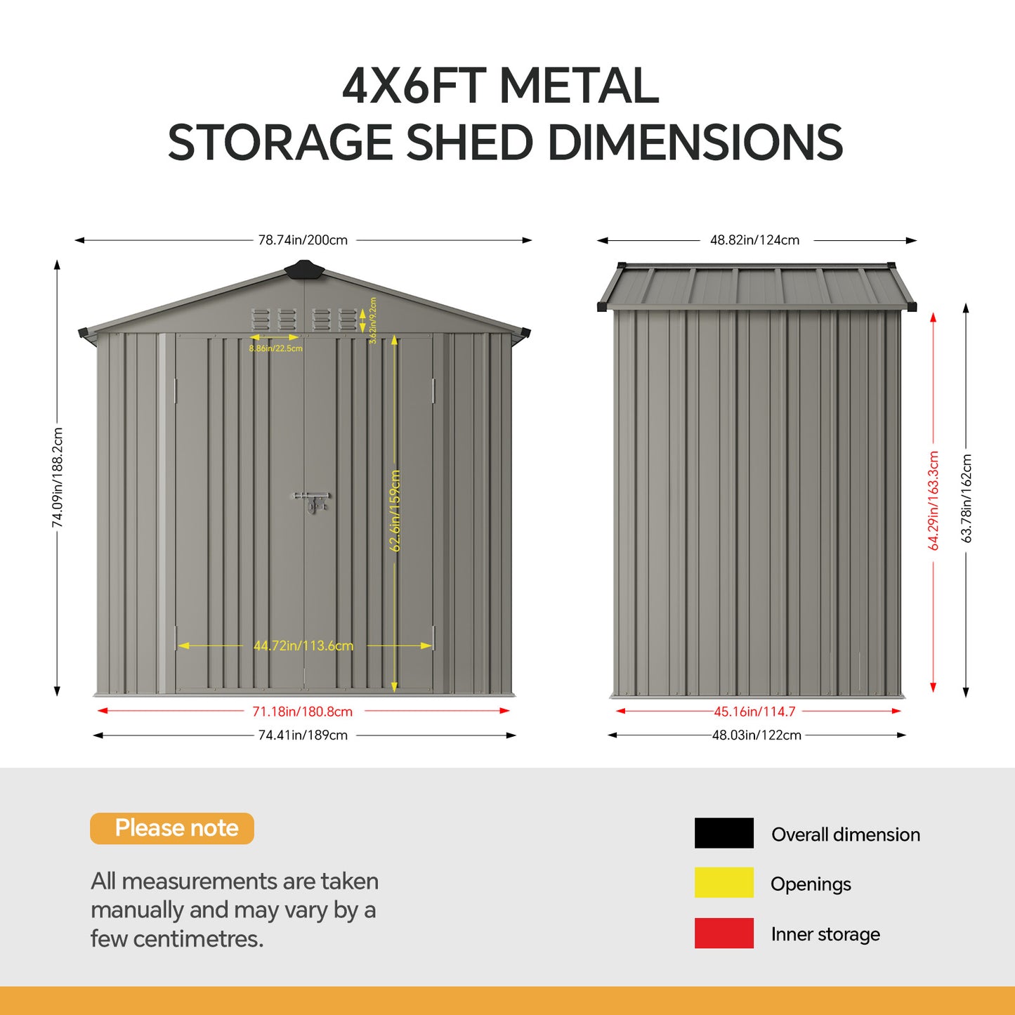 4x6FT Metal Garden Storage Shed with Lockable Door