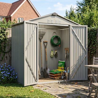 4x6FT Metal Garden Storage Shed with Lockable Door