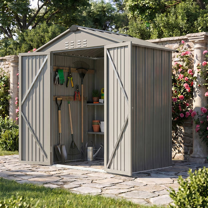 4x6FT Metal Garden Storage Shed with Lockable Door