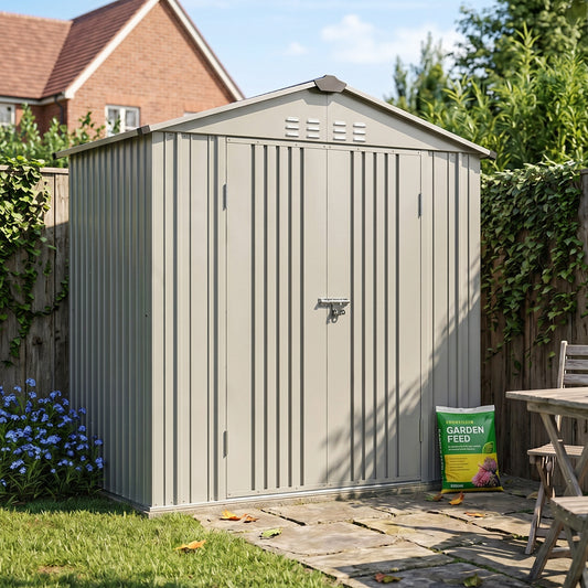 4x6FT Metal Garden Storage Shed with Lockable Door