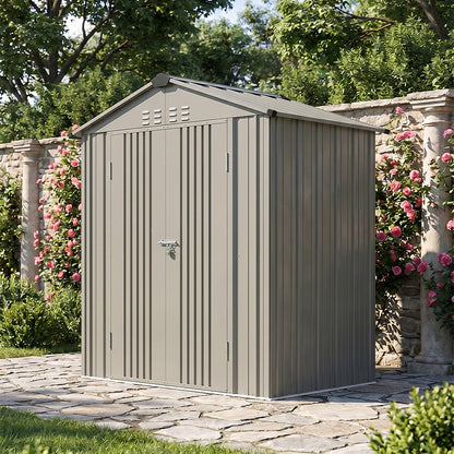 4x6FT Metal Garden Storage Shed with Lockable Door