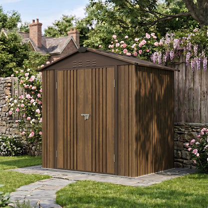 4x6FT Metal Garden Storage Shed with Lockable Door