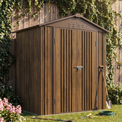 4x6FT Metal Garden Storage Shed with Lockable Door