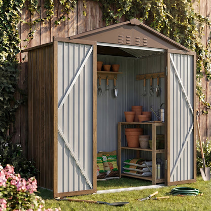 4x6FT Metal Garden Storage Shed with Lockable Door