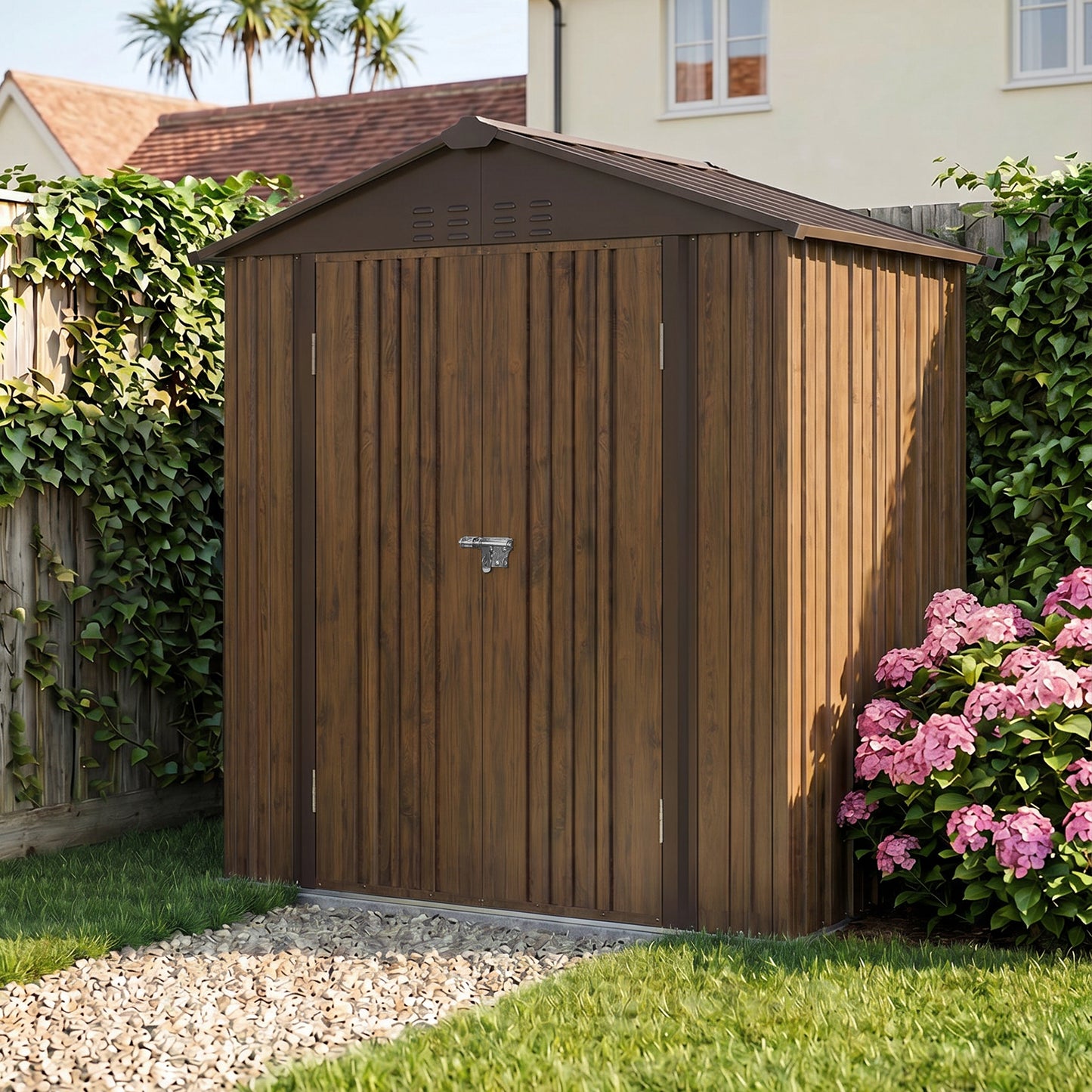 4x6FT Metal Garden Storage Shed with Lockable Door