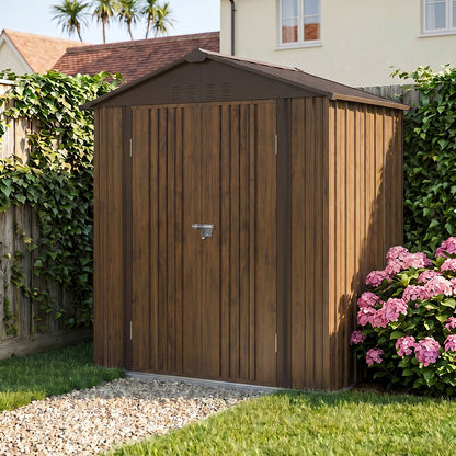 4x6FT Metal Garden Storage Shed with Lockable Door