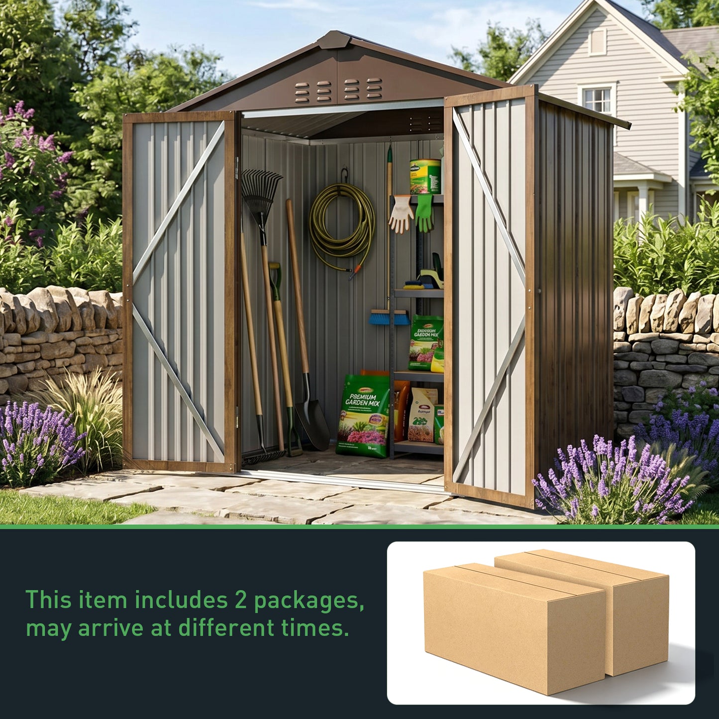 4x6FT Metal Garden Storage Shed with Lockable Door