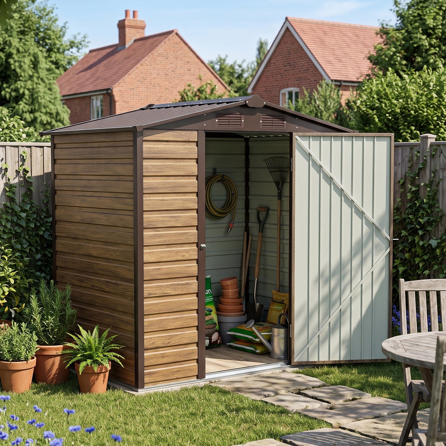 4 x 6FT Metal Apex Roof Garden Storage Shed